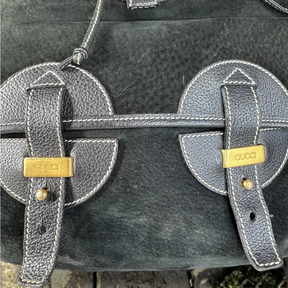 Gucci Vintage Rare Suede and Leather Backpack with COA